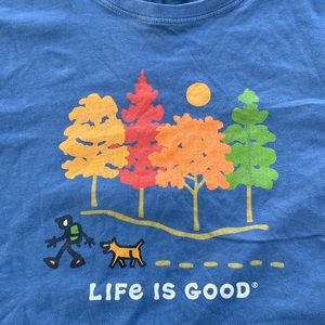 Life is good crusher lite T men’s size S, Dog, Trees, Excellent cond